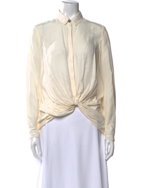 Burberry Brit Silk Long Sleeve Button-Up Top