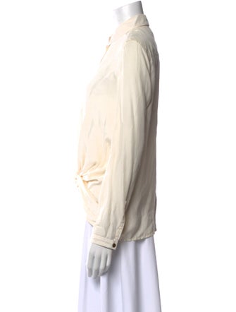 Burberry Brit Silk Long Sleeve Button-Up Top