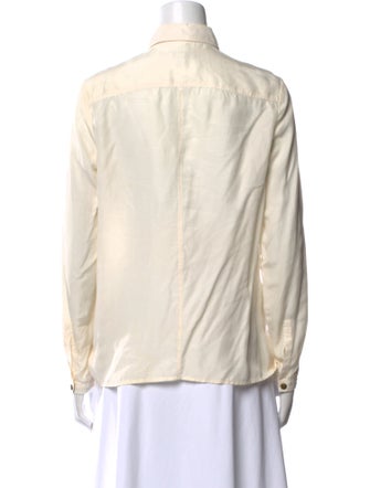 Burberry Brit Silk Long Sleeve Button-Up Top