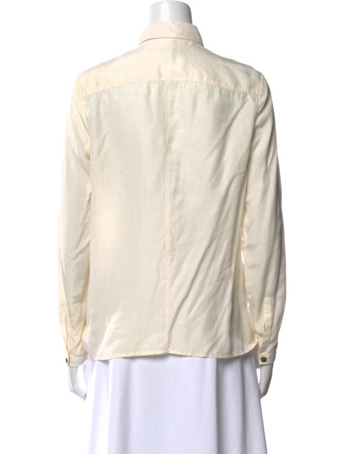 Burberry Brit Silk Long Sleeve Button-Up Top