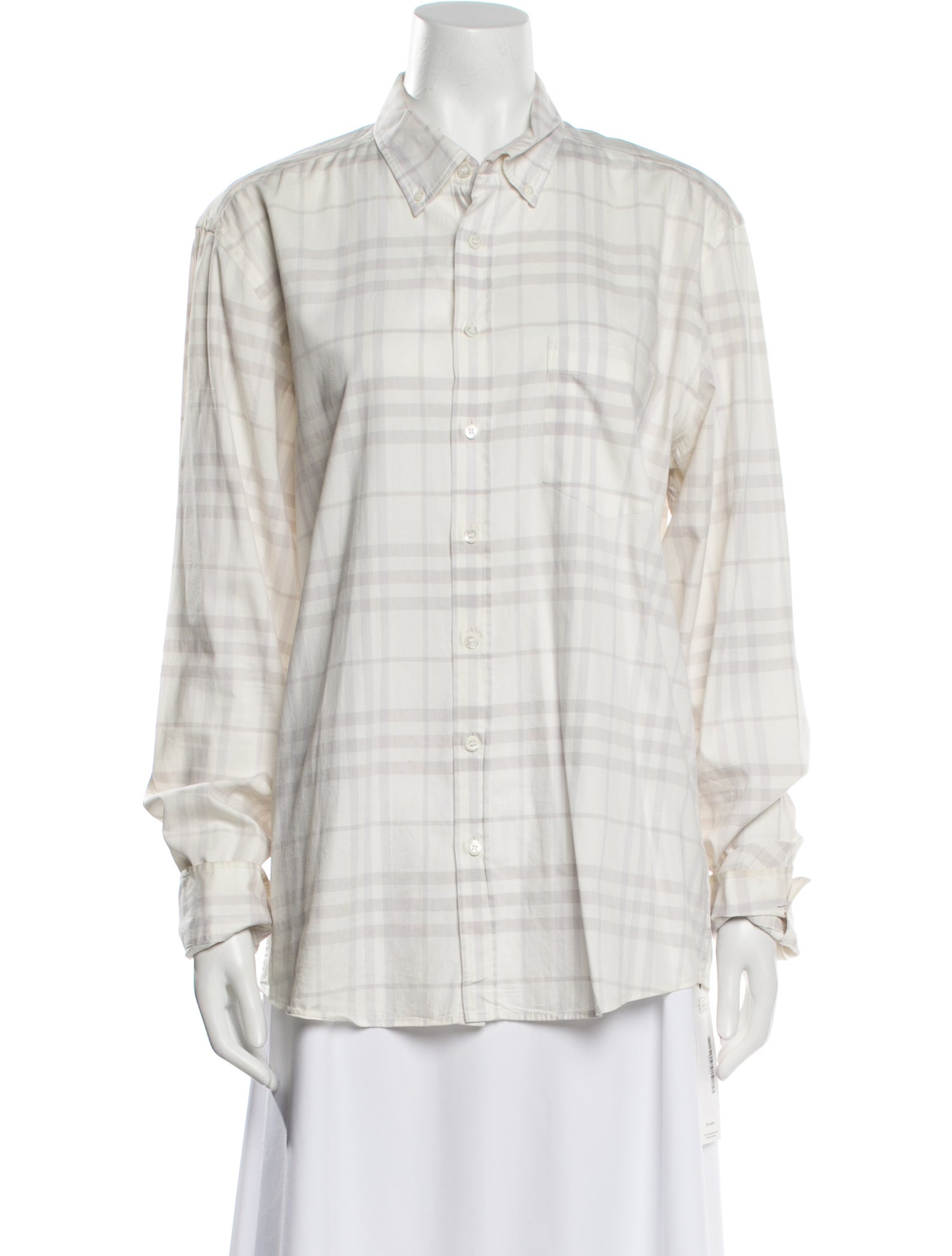 Burberry Brit Plaid Print Long Sleeve Button-Up Top