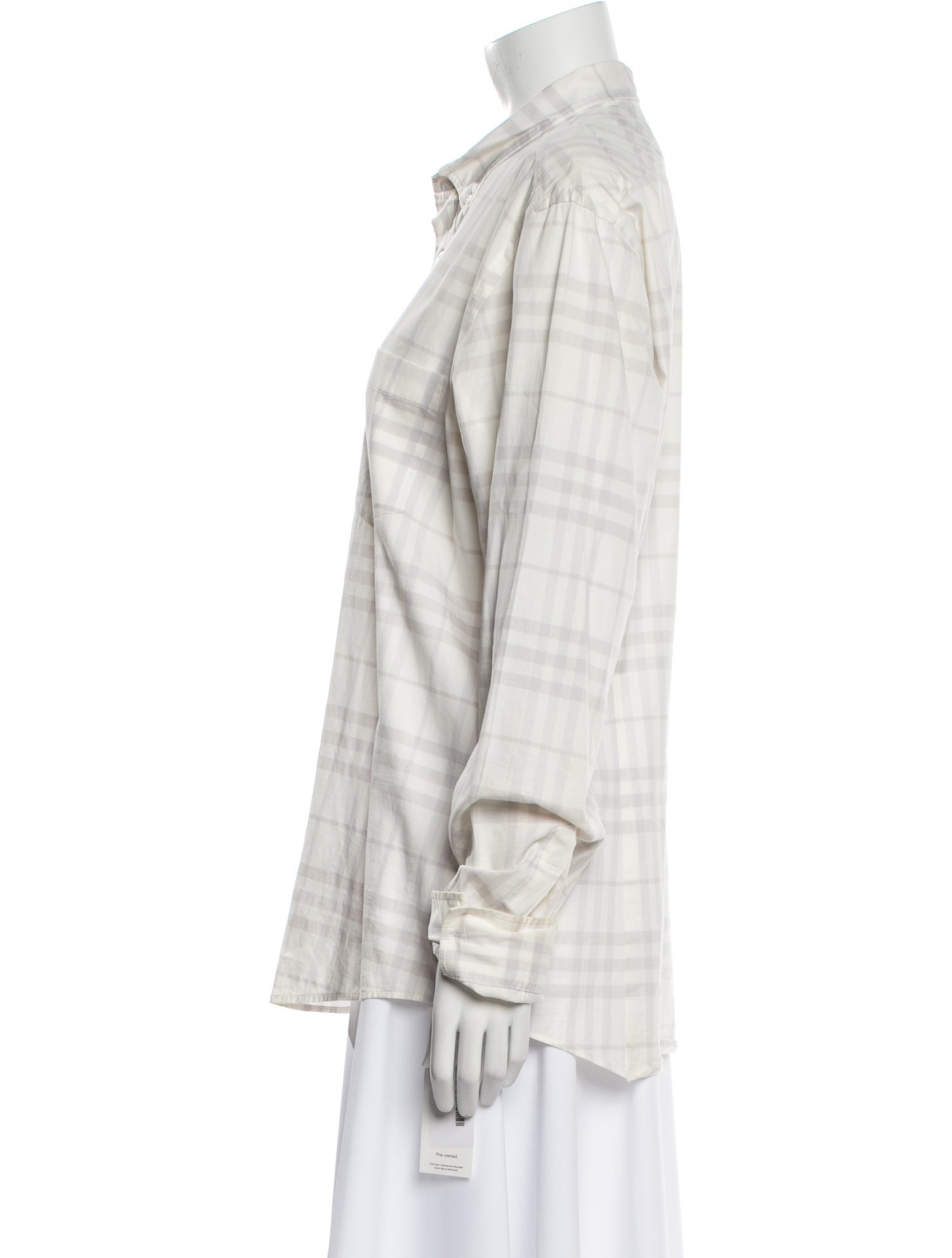 Burberry Brit Plaid Print Long Sleeve Button-Up Top