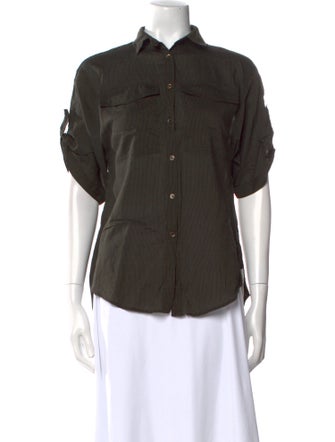 Burberry Brit Short Sleeve Button-Up Top