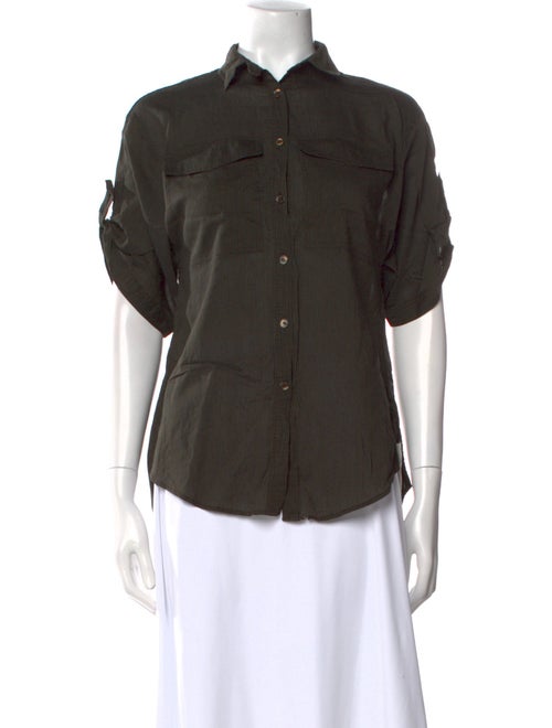 Burberry Brit Short Sleeve Button-Up Top