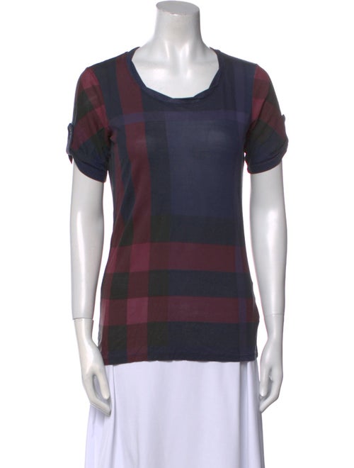 Burberry Brit Plaid Print Scoop Neck T-Shirt
