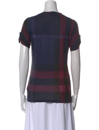 Burberry Brit Plaid Print Scoop Neck T-Shirt