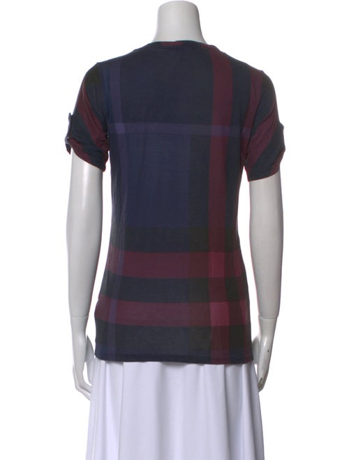 Burberry Brit Plaid Print Scoop Neck T-Shirt