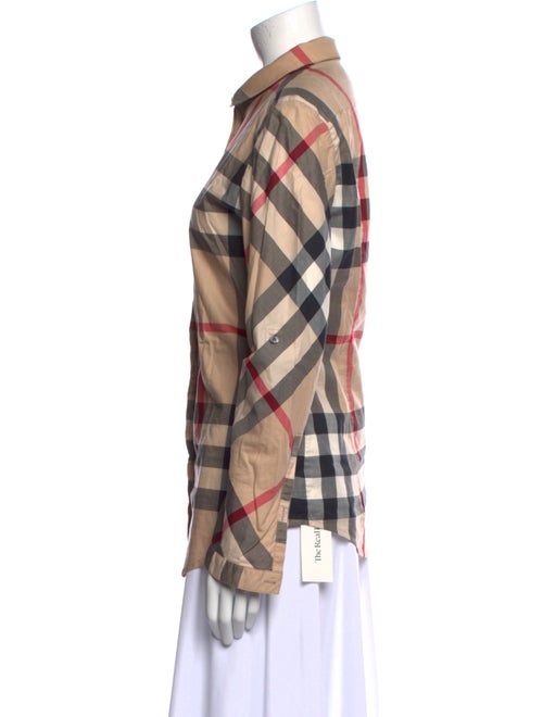 Burberry Brit Plaid Print Long Sleeve Button-Up Top