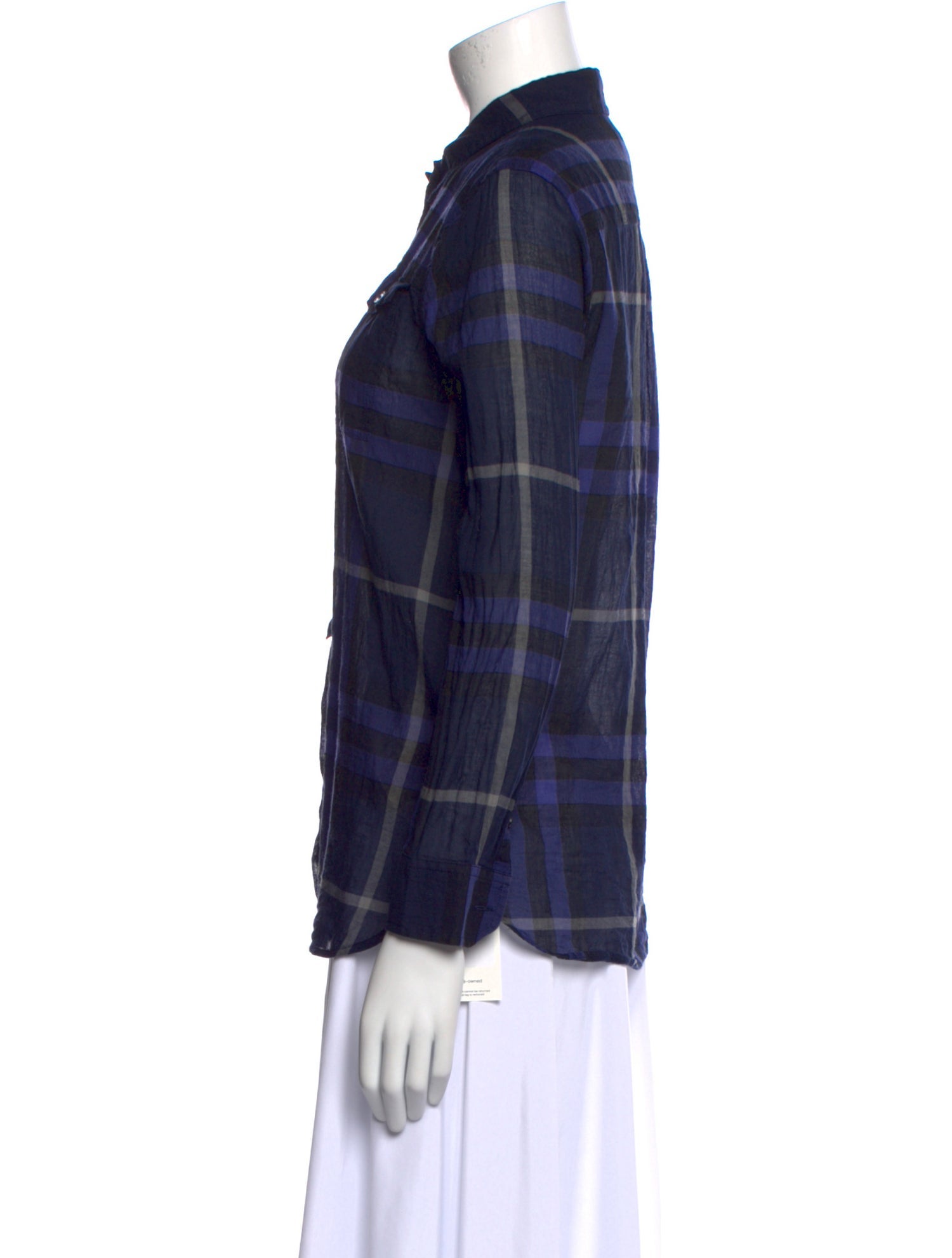 Burberry Brit Plaid Print Long Sleeve Button-Up Top