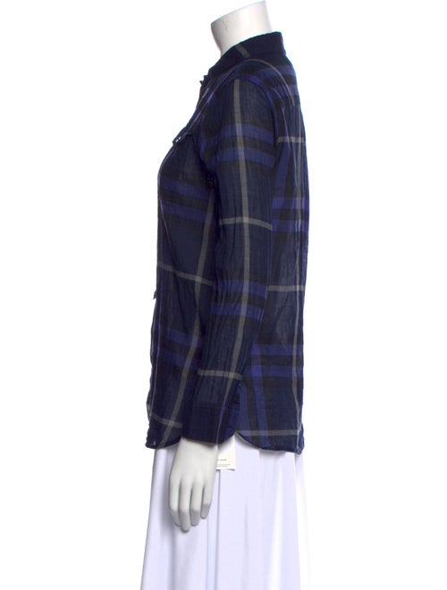 Burberry Brit Plaid Print Long Sleeve Button-Up Top