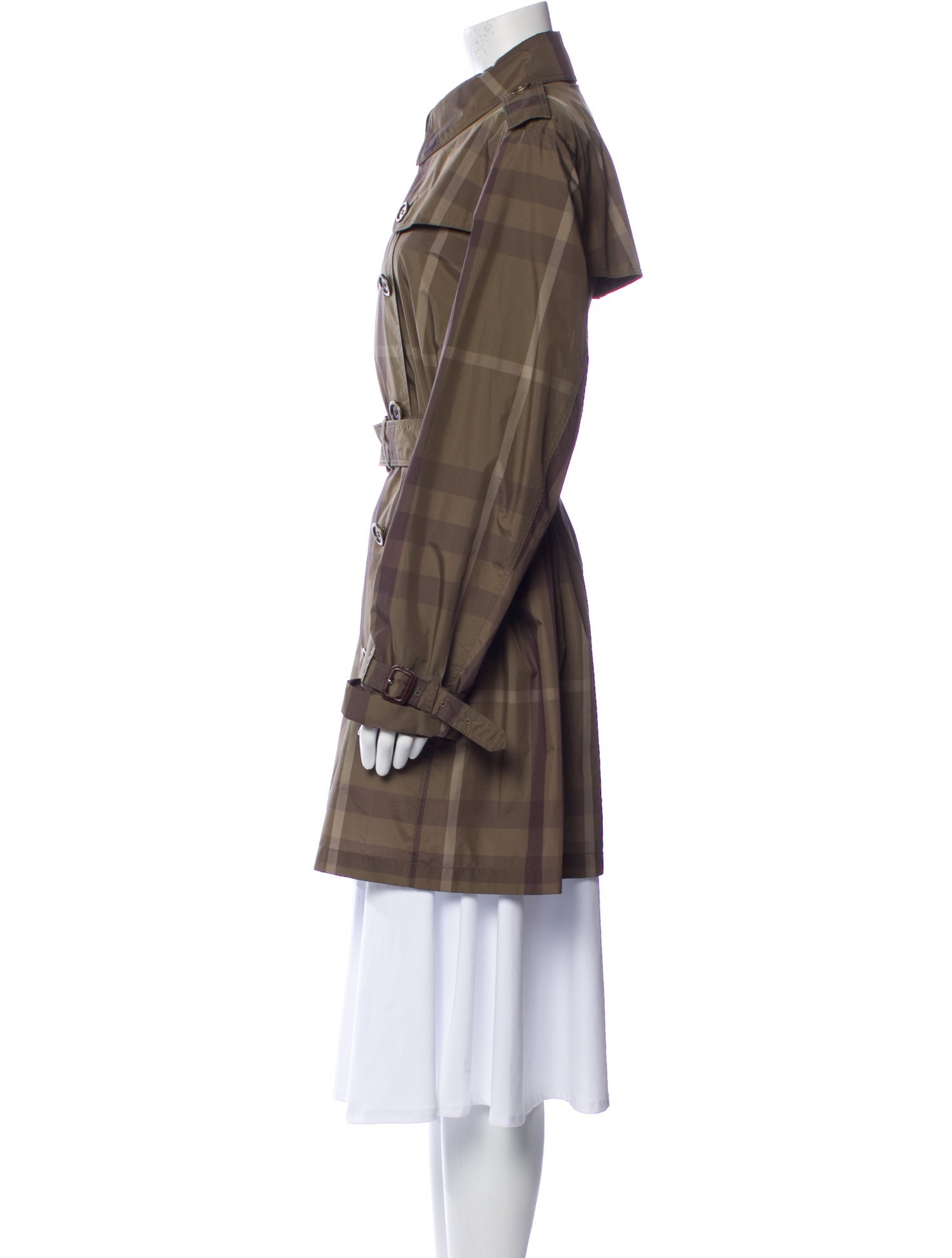 Burberry Brit Plaid Print Trench Coat