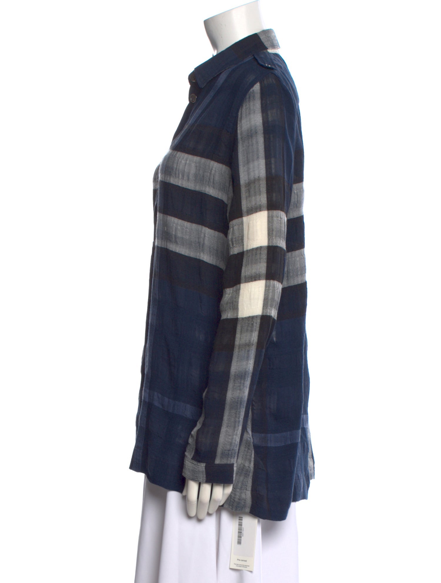 Burberry Brit Plaid Print Long Sleeve Button-Up Top