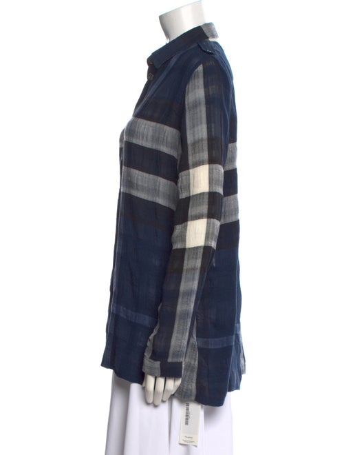 Burberry Brit Plaid Print Long Sleeve Button-Up Top