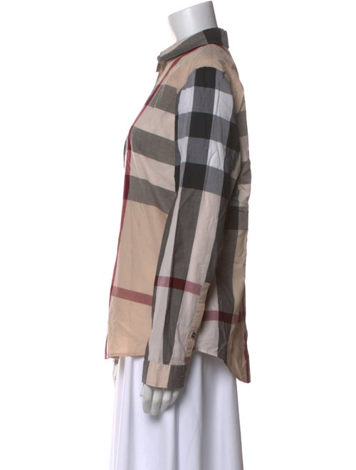Burberry Brit Plaid Print Long Sleeve Button-Up Top