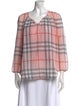 Burberry Brit Plaid Print V-Neck Blouse