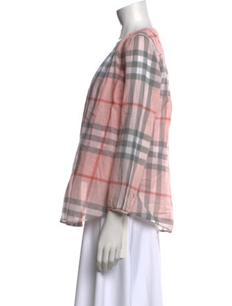 Burberry Brit Plaid Print V-Neck Blouse