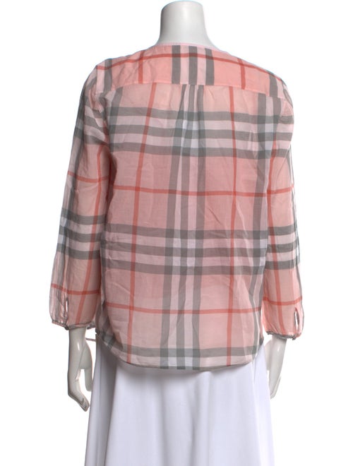 Burberry Brit Plaid Print V-Neck Blouse