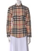 Burberry Brit Plaid Print Long Sleeve Button-Up Top