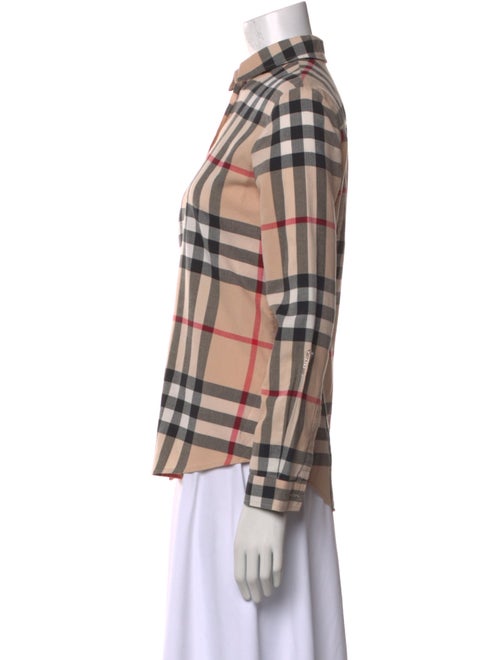 Burberry Brit Plaid Print Long Sleeve Button-Up Top
