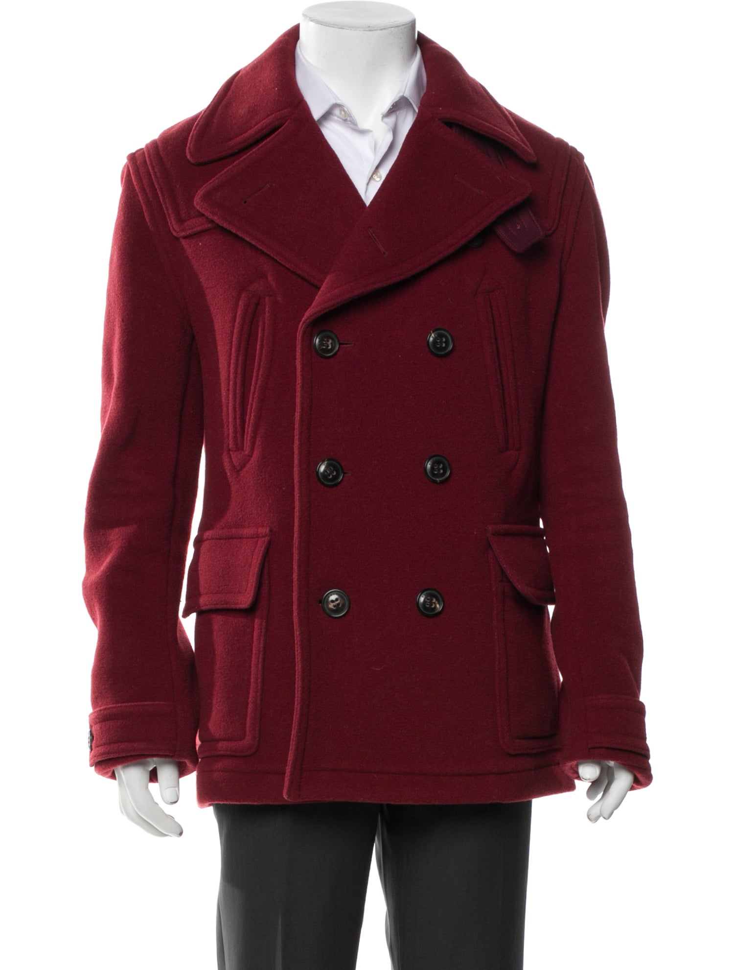 Burberry Brit Exploded Check Pattern Wool Peacoat