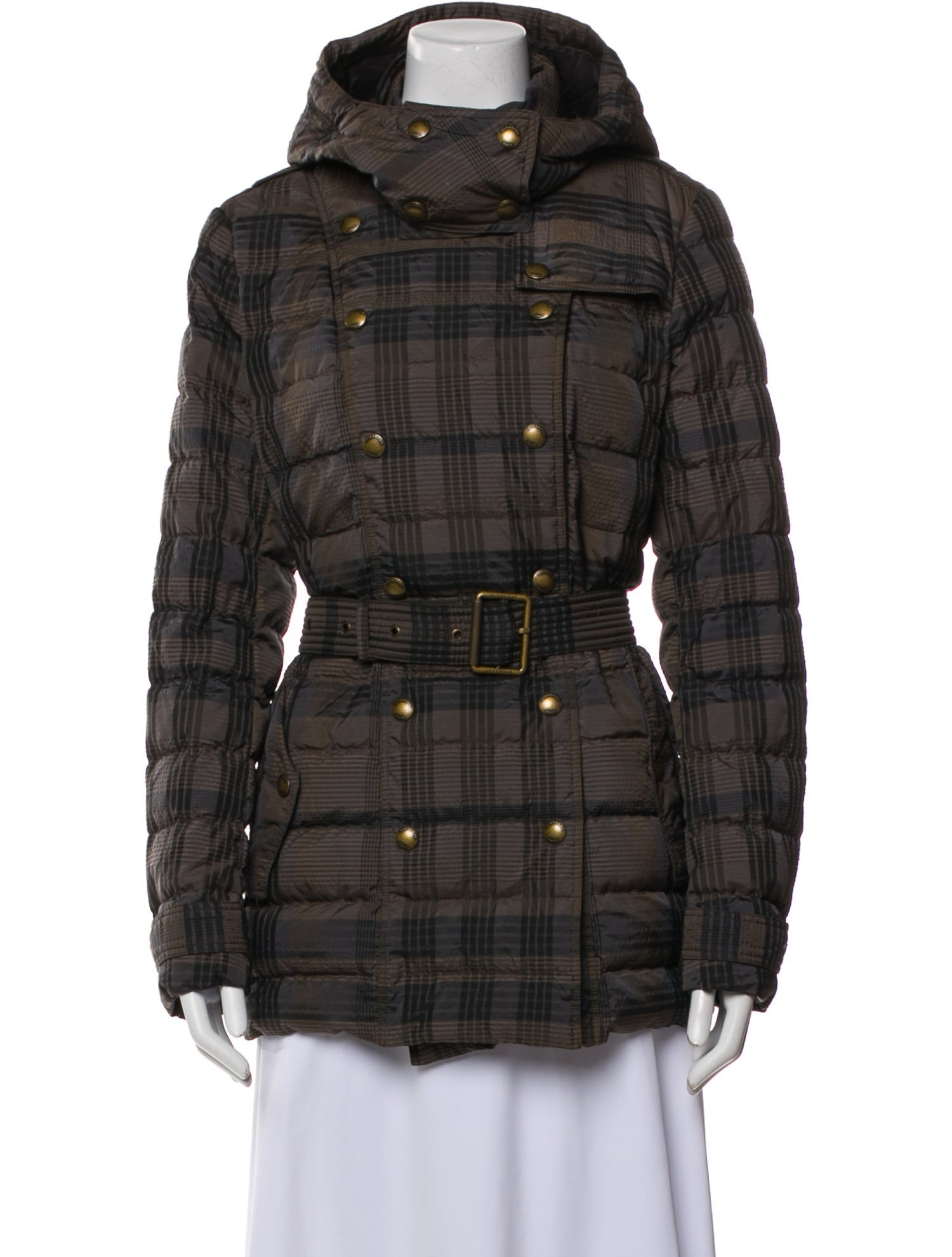 Burberry Brit Plaid Print Peacoat