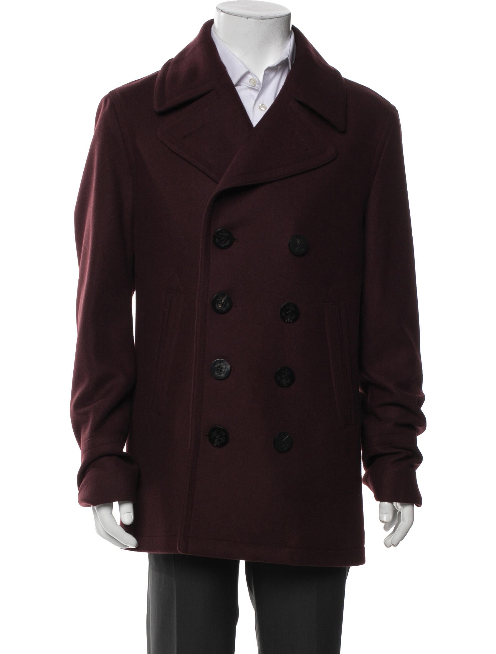 Burberry Brit Exploded Check Pattern Wool Peacoat