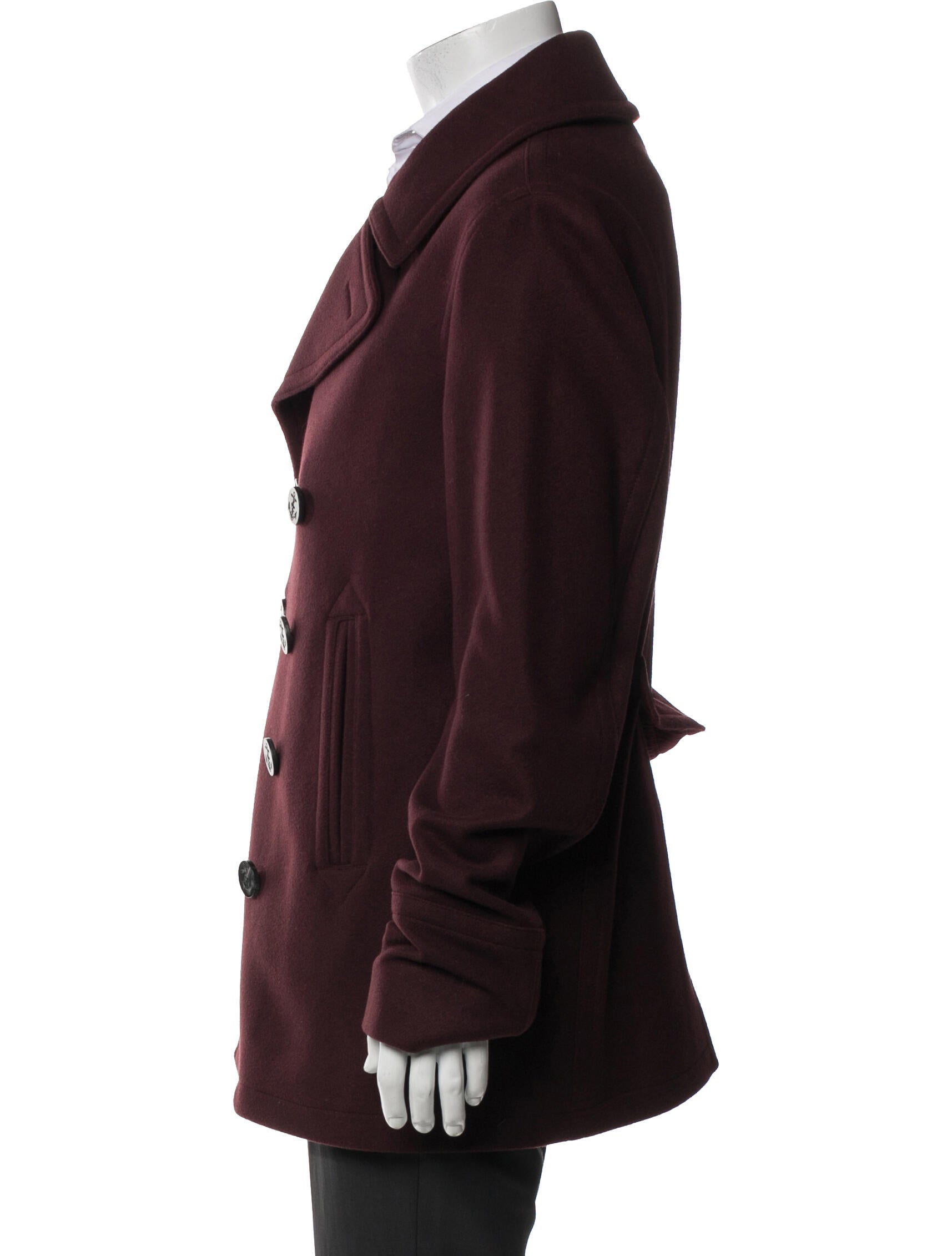 Burberry Brit Exploded Check Pattern Wool Peacoat