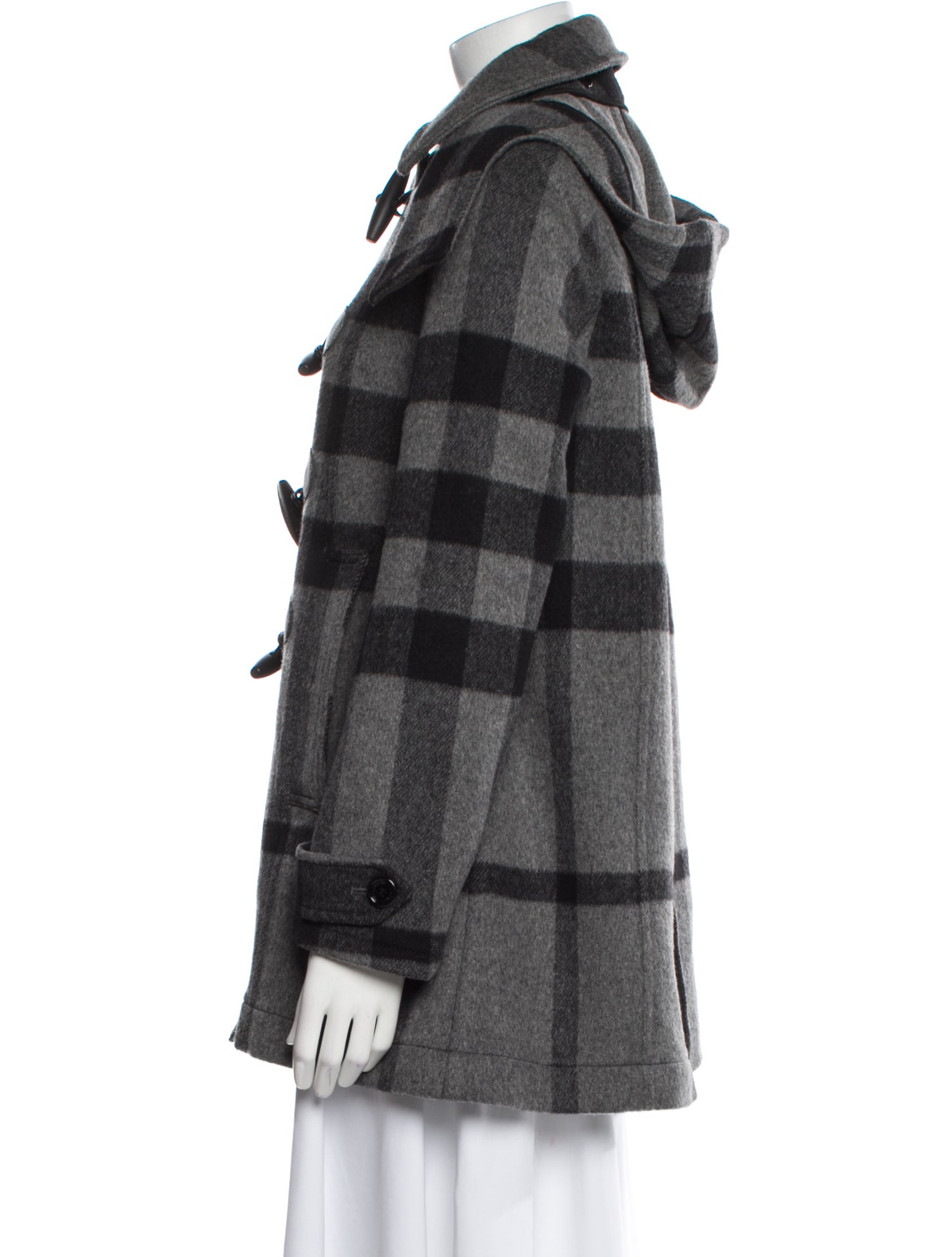 Burberry Brit Wool Plaid Print Peacoat