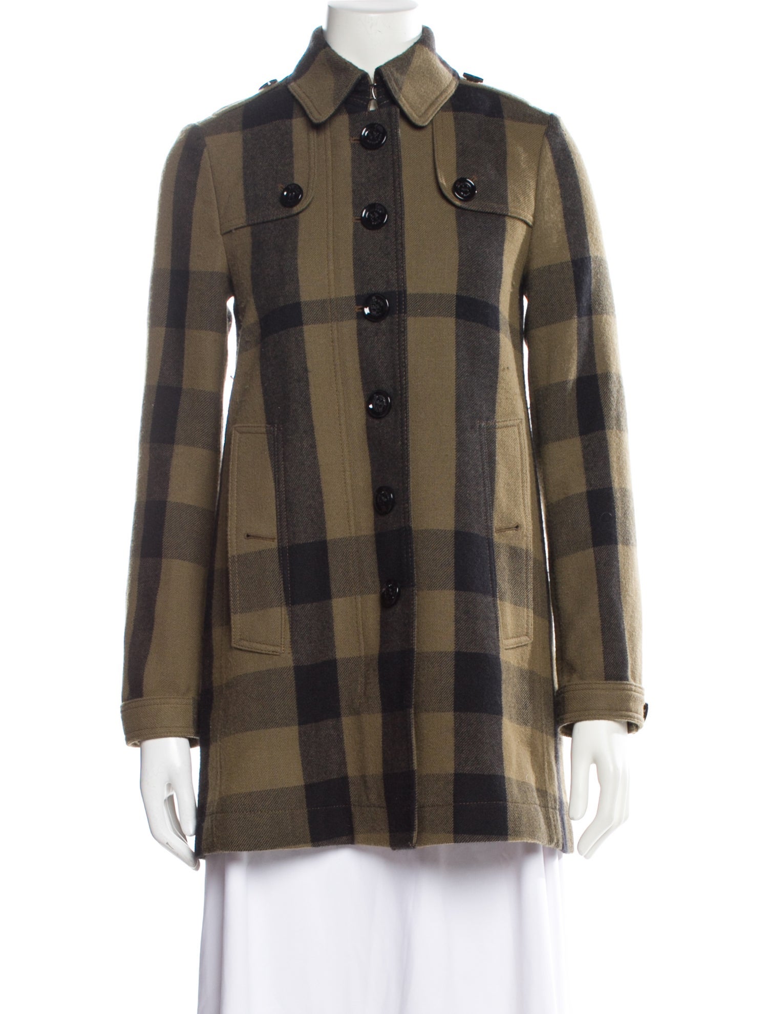 Burberry Brit Plaid Print Peacoat