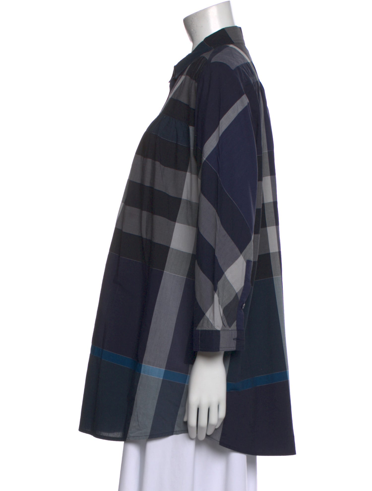 Burberry Brit Plaid Print Three-Quarter Sleeve Tunic