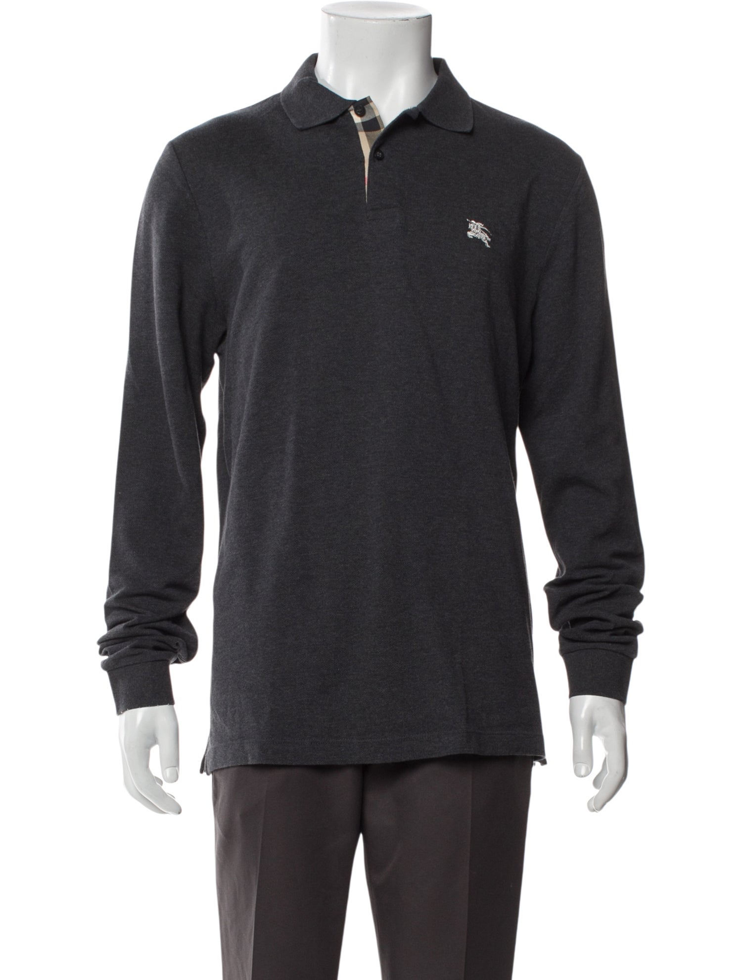 Burberry Brit Nova Check Pattern V-Neck Polo Shirt