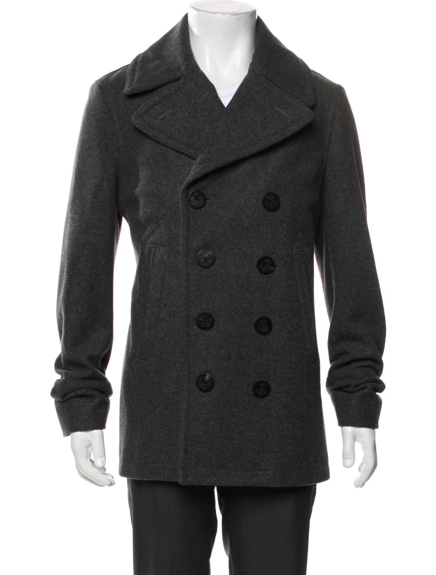 Burberry Brit Exploded Check Pattern Wool Peacoat
