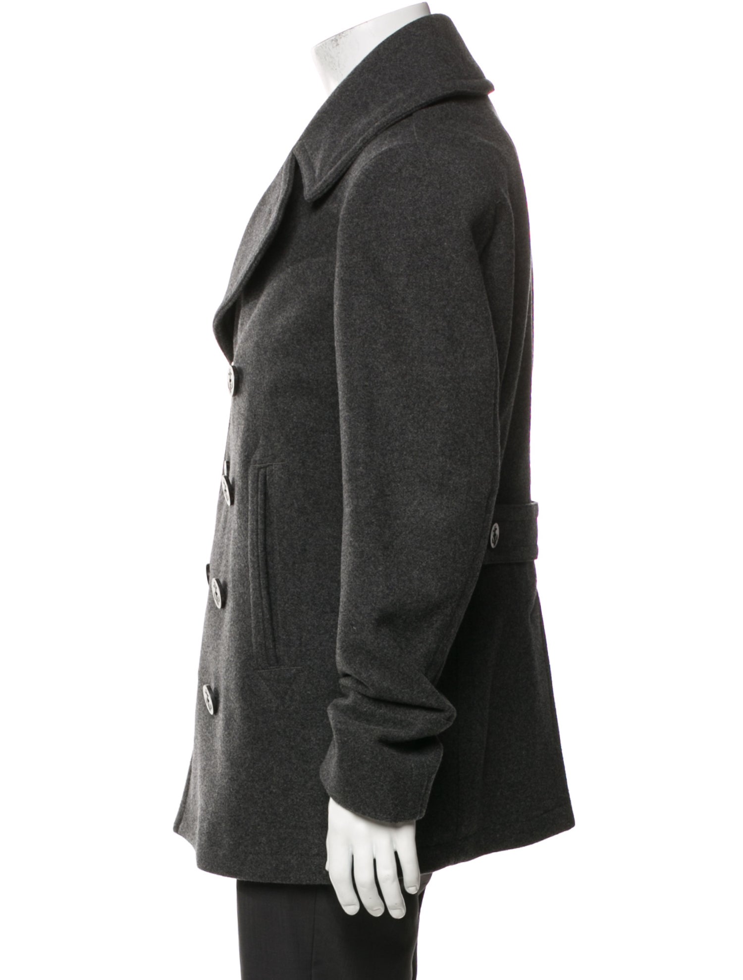 Burberry Brit Exploded Check Pattern Wool Peacoat