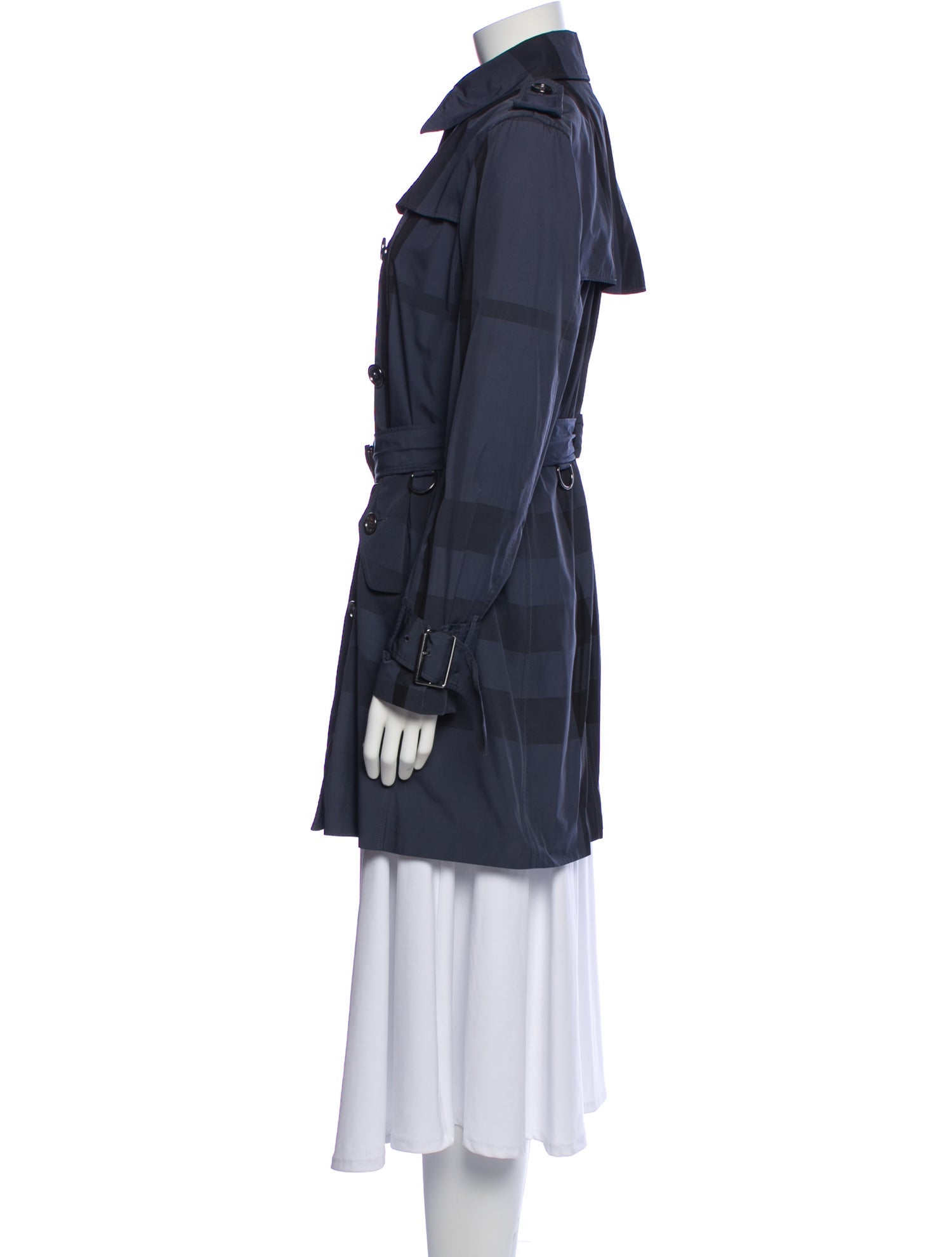 Burberry Brit Plaid Print Trench Coat