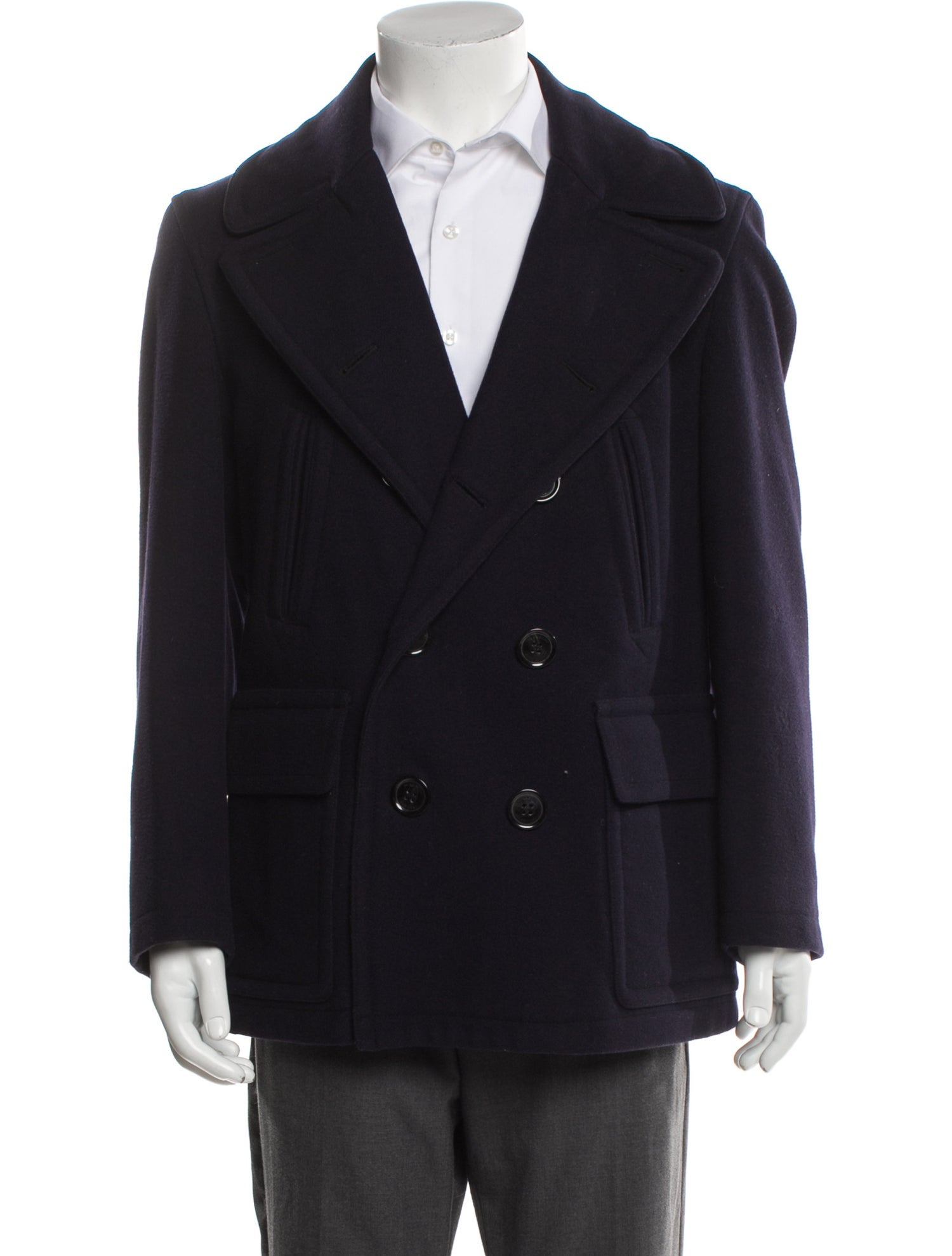Burberry Brit Abstract Check Wool Peacoat