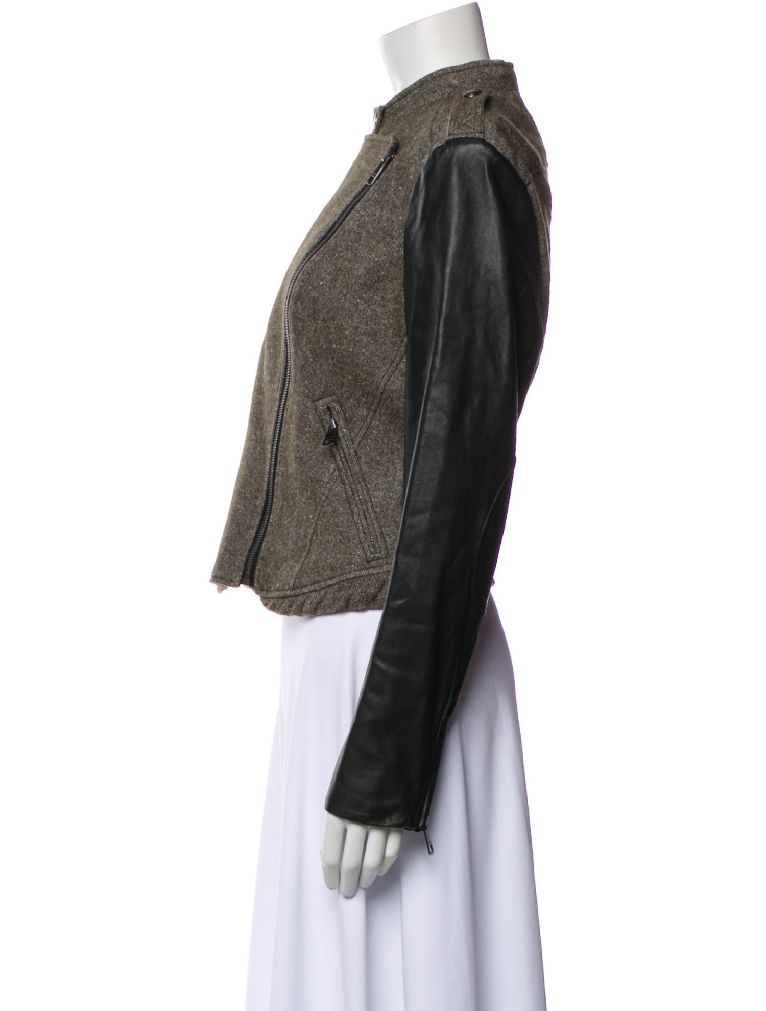 Burberry Brit Linen Colorblock Pattern Biker Jacket w/ Tags