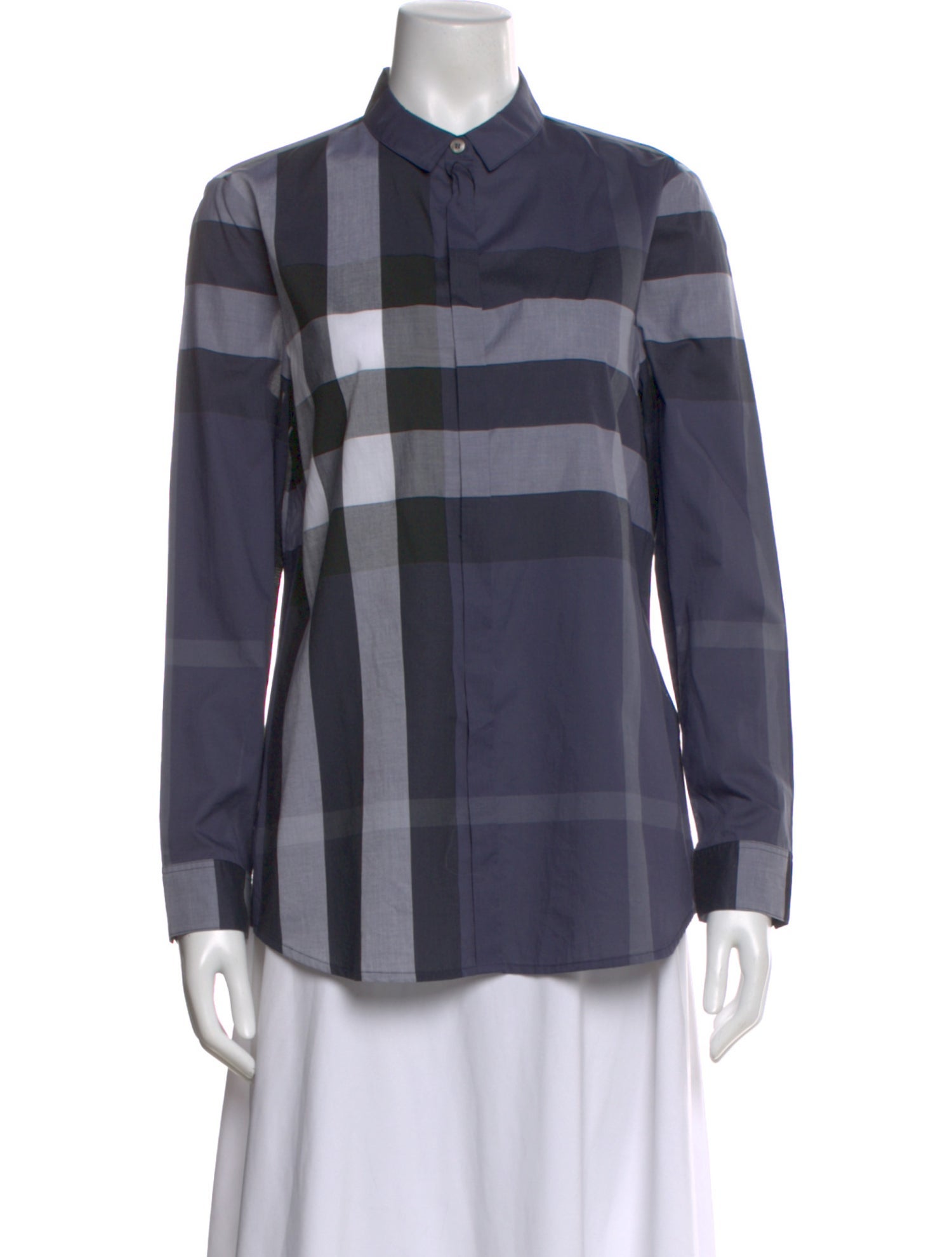 Burberry Brit Plaid Print Long Sleeve Blouse w/ Tags