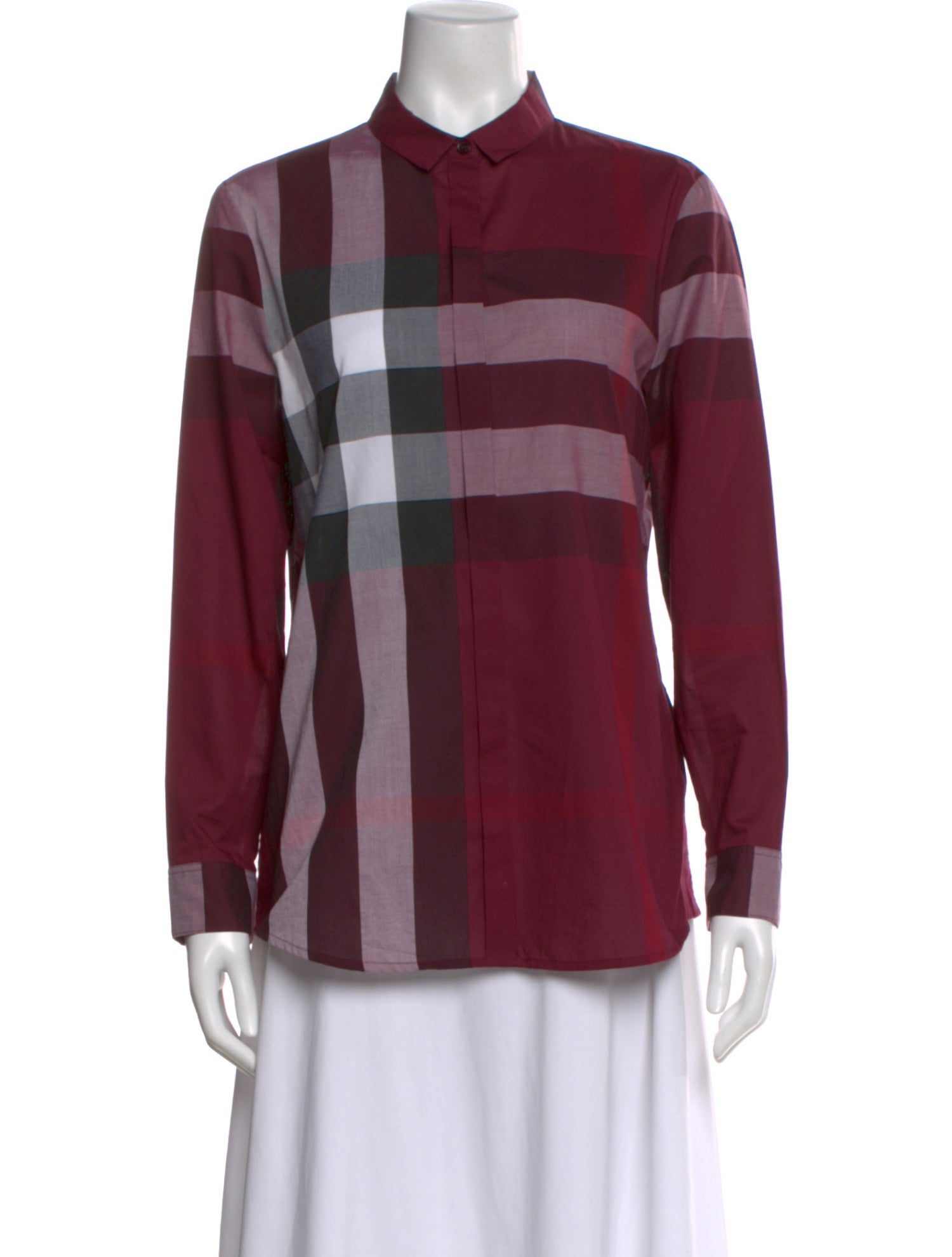 Burberry Brit Plaid Print Long Sleeve Blouse