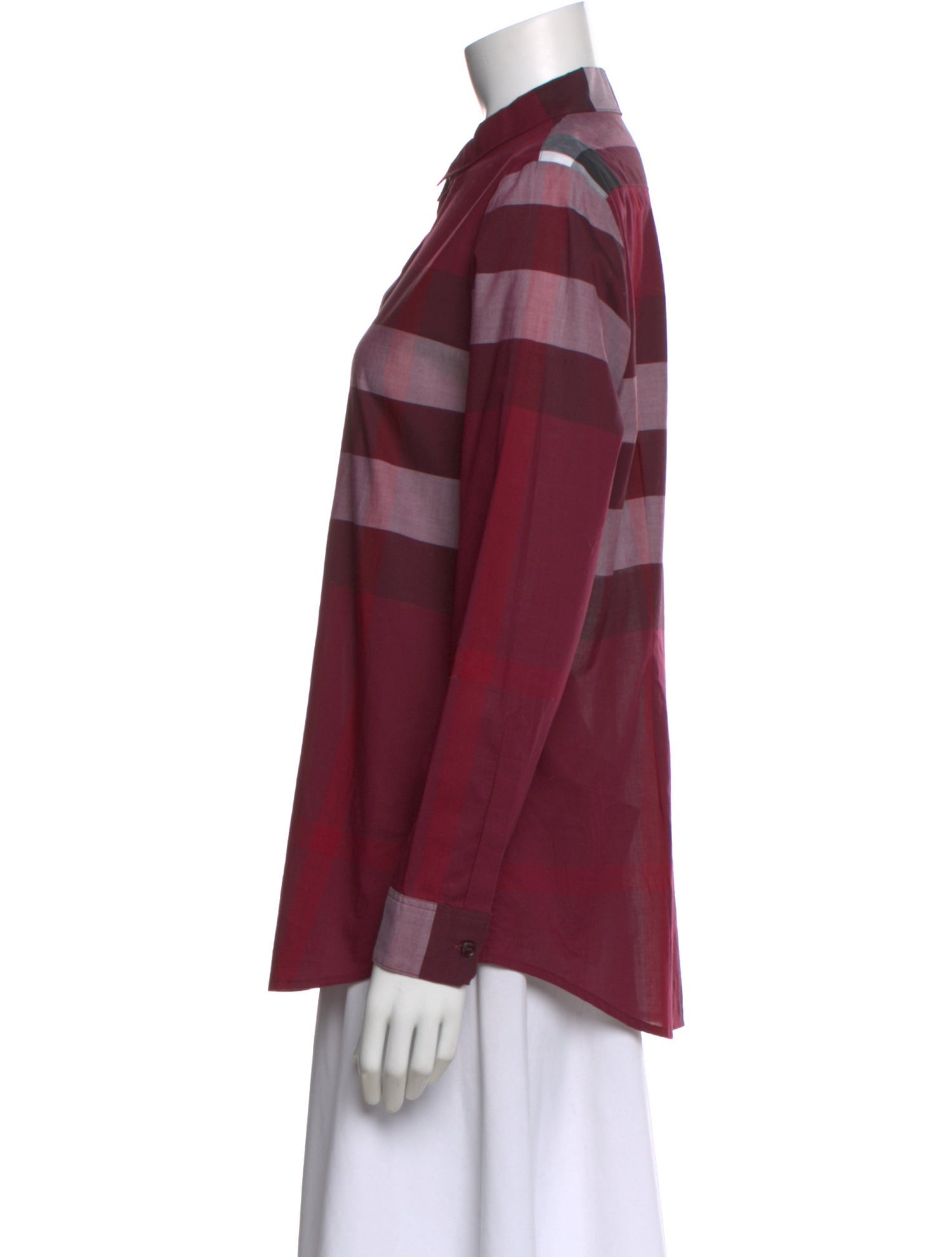 Burberry Brit Plaid Print Long Sleeve Blouse