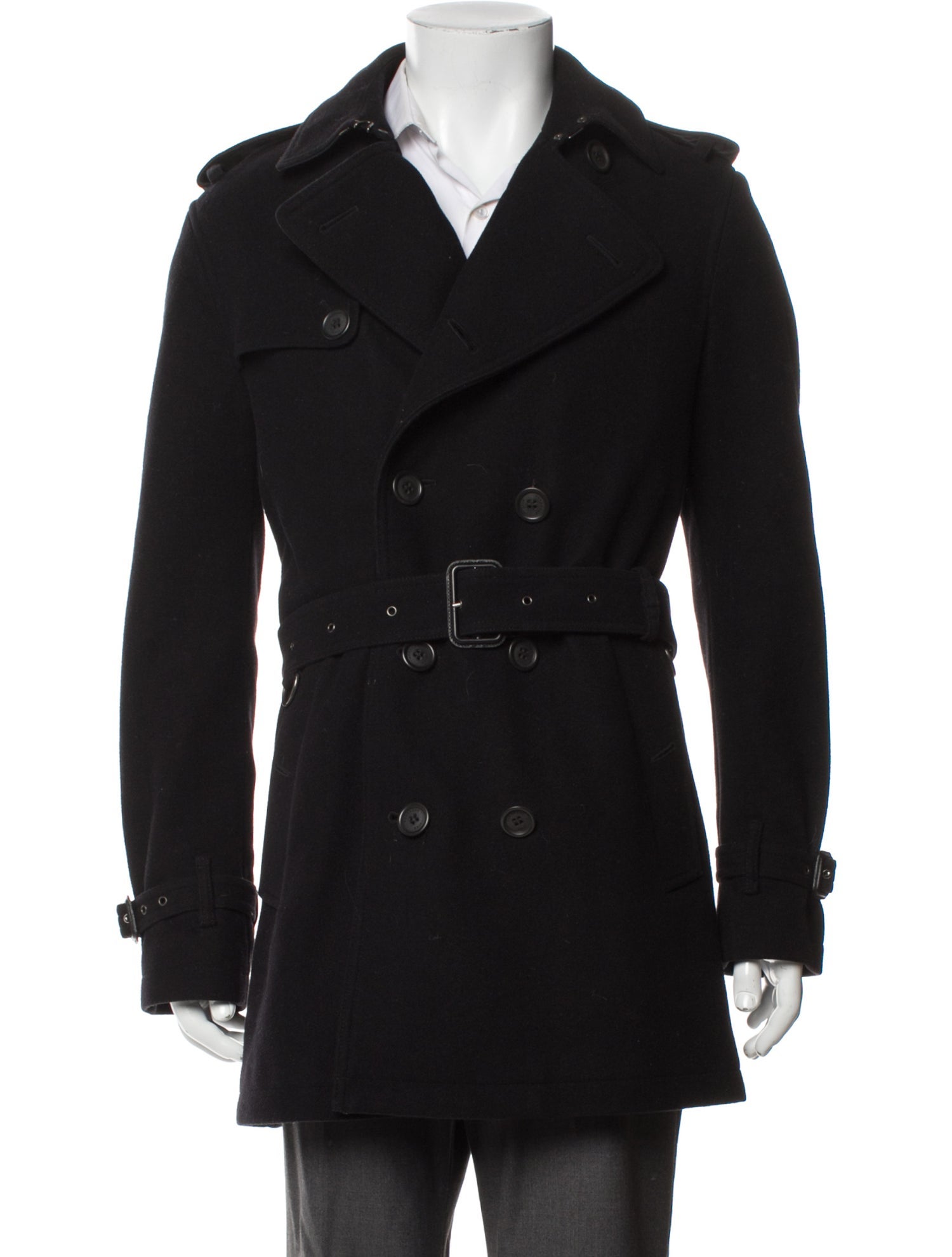 Burberry Brit Nova Check Pattern Virgin Wool Peacoat