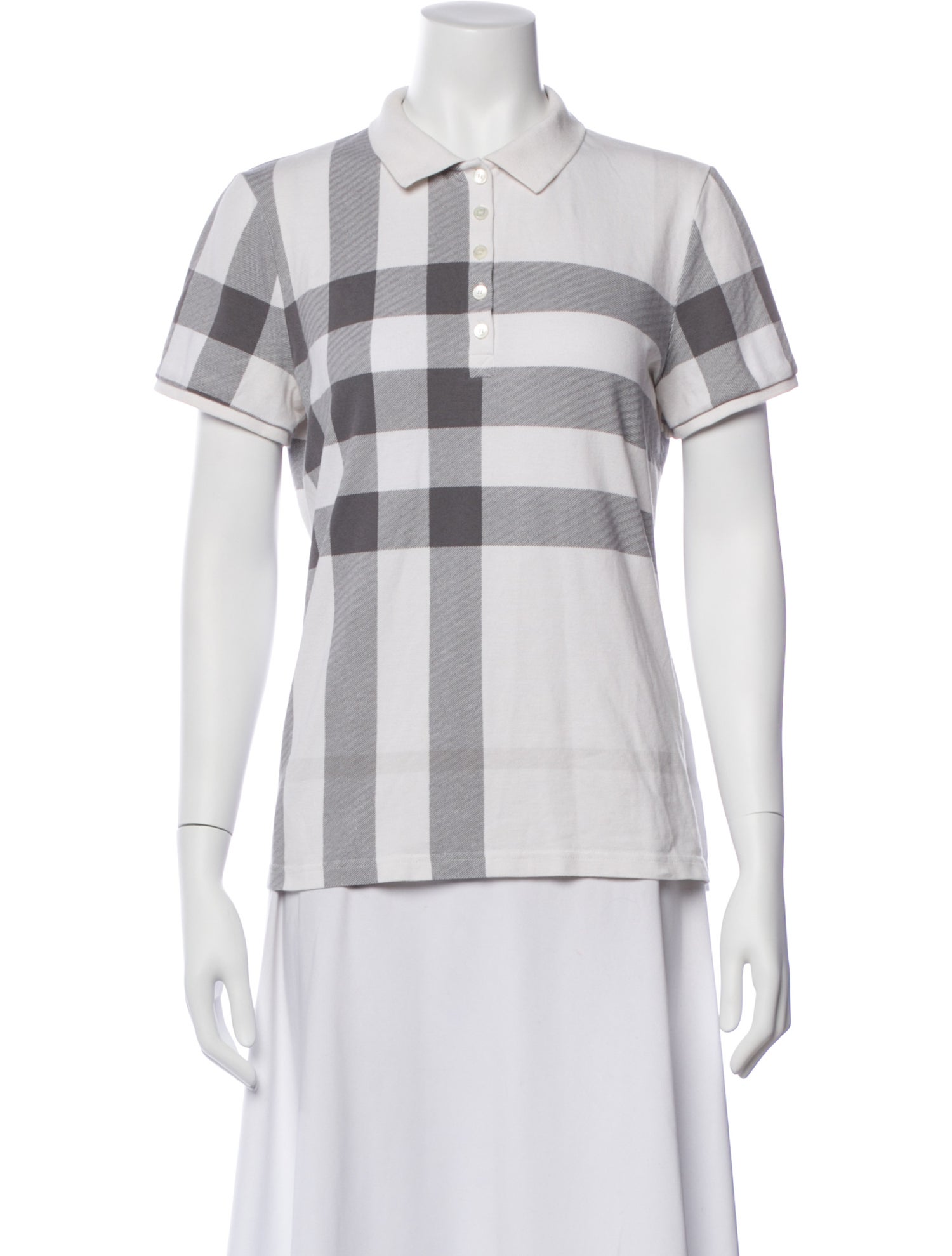 Burberry Brit Plaid Print Short Sleeve Polo