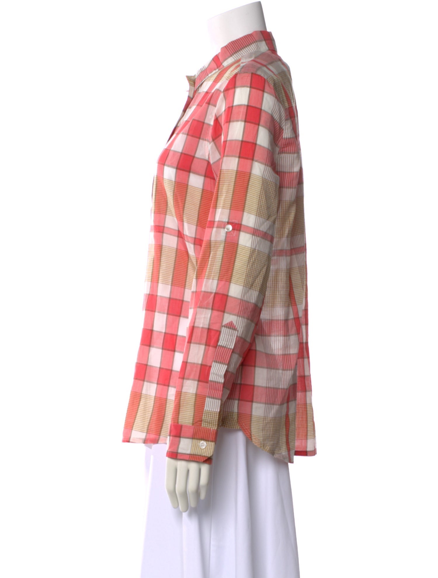 Burberry Brit Plaid Print Long Sleeve Blouse