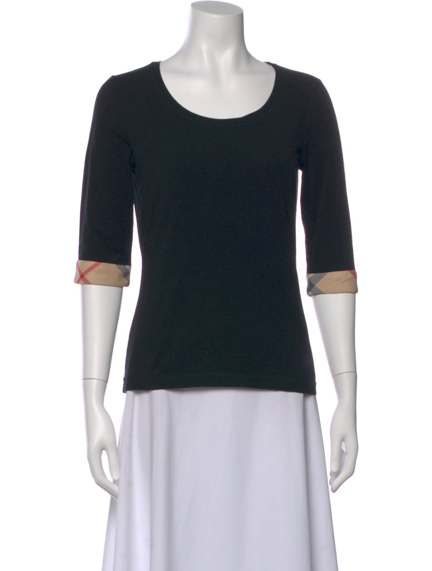 Burberry Brit Plaid Print Crew Neck Top