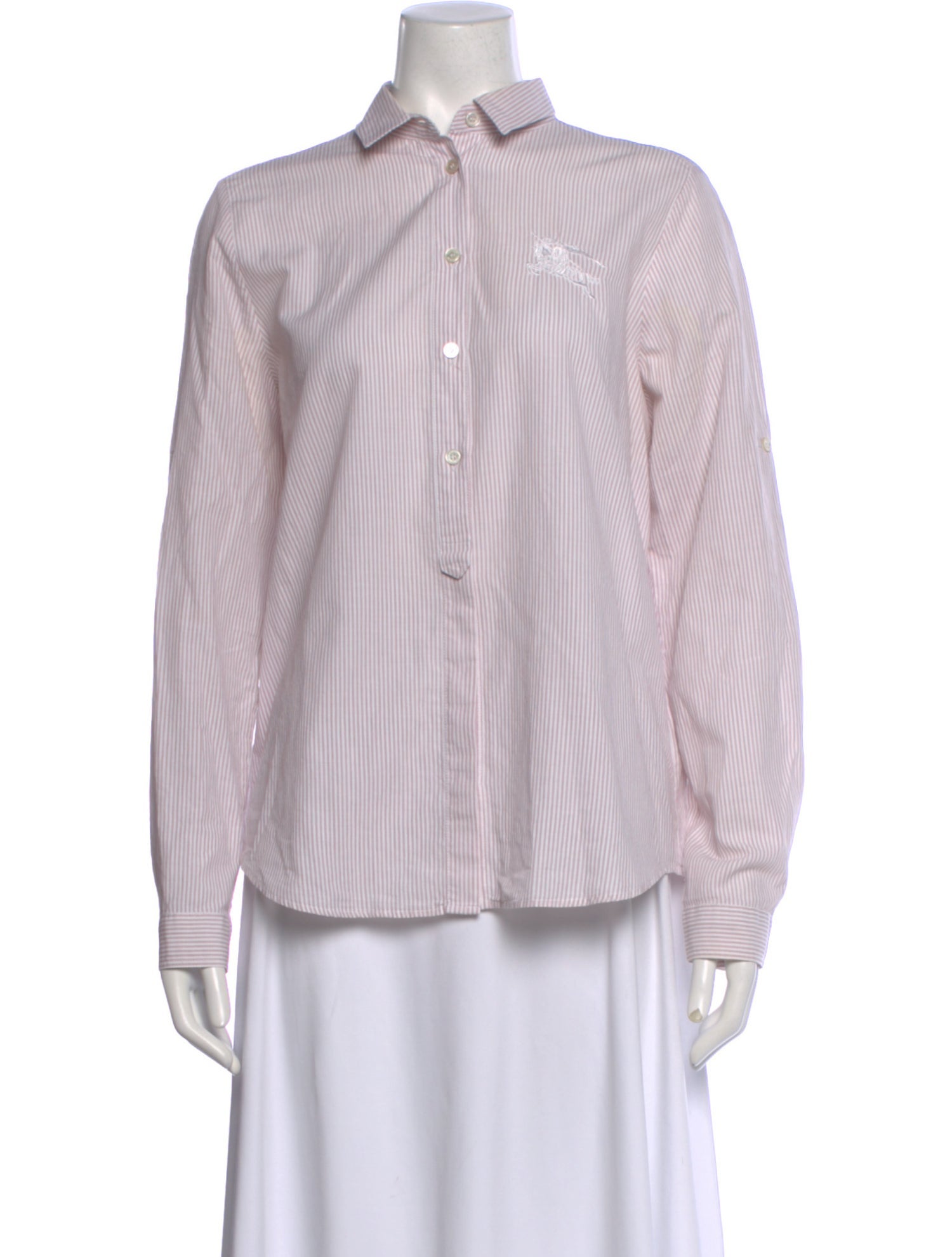 Burberry Brit Striped Long Sleeve Button-Up Top