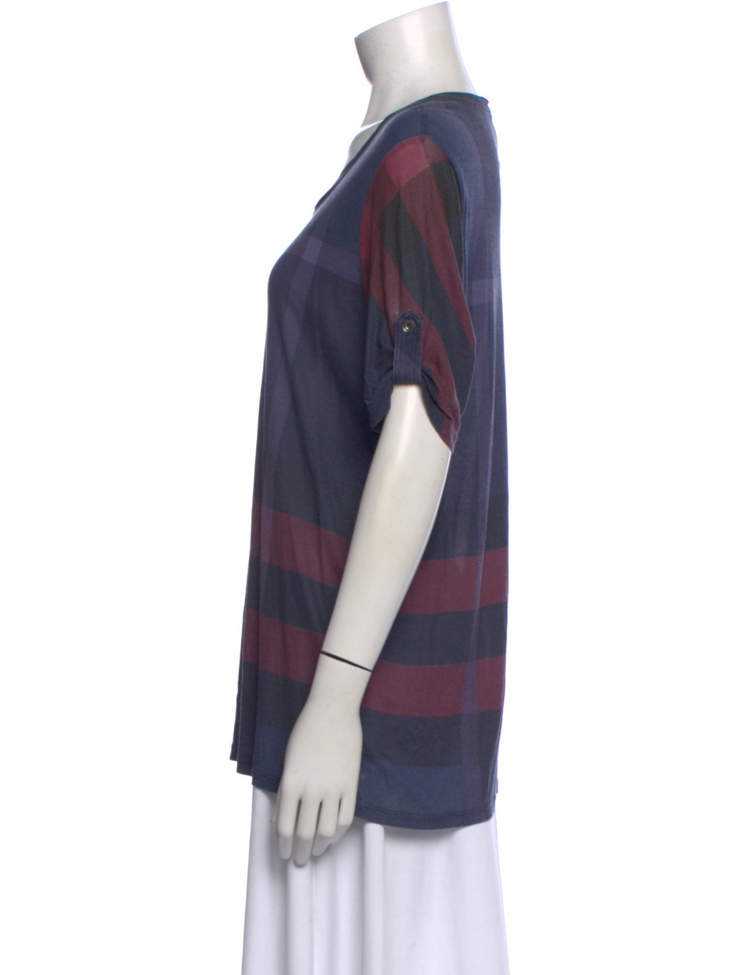 Burberry Brit Plaid Print Crew Neck T-Shirt