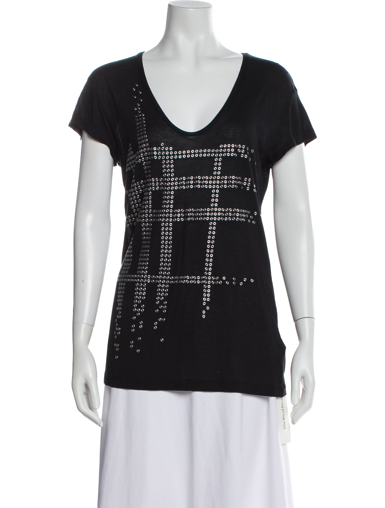 Burberry Brit Plaid Print V-Neck T-Shirt