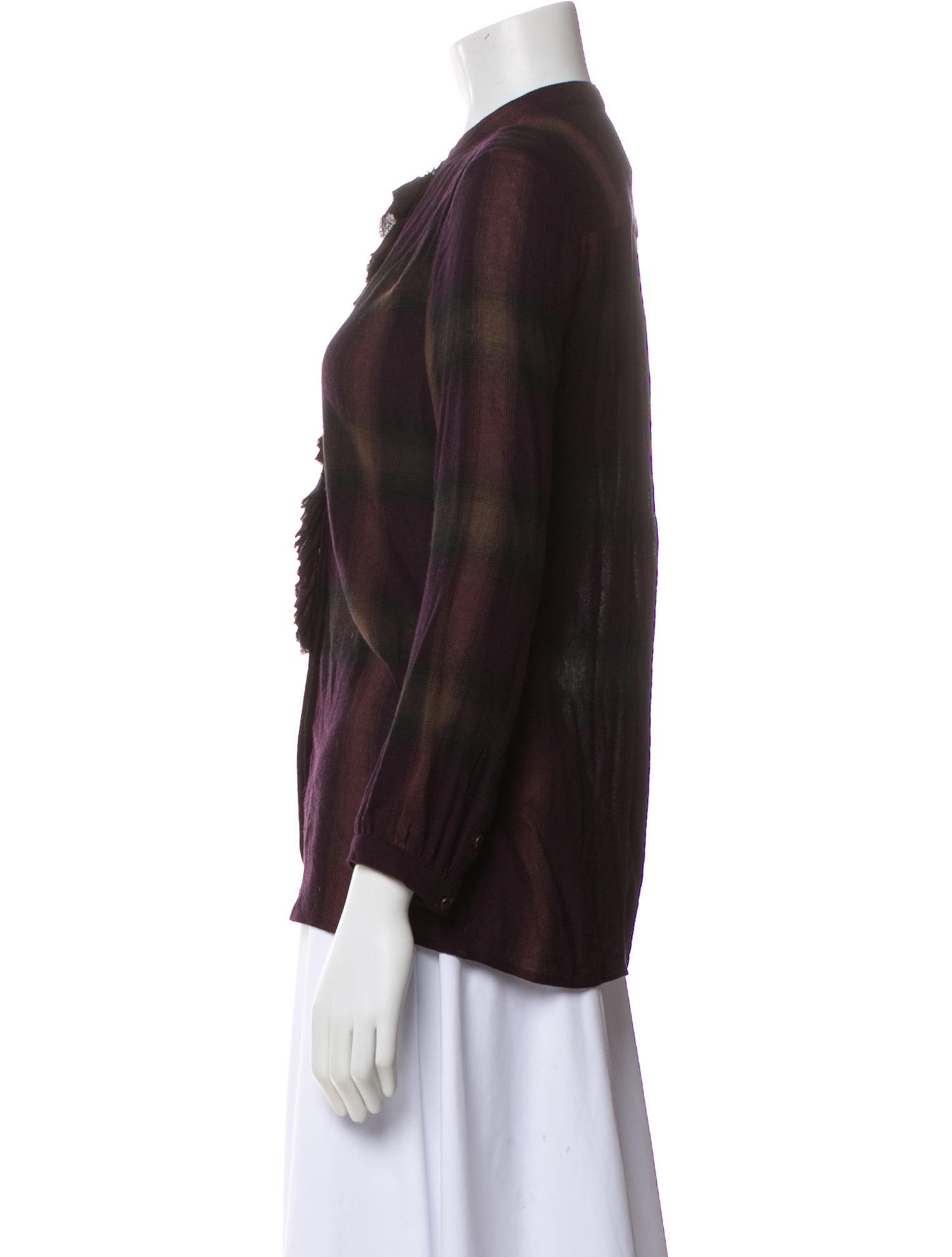Burberry Brit Plaid Print Long Sleeve Blouse