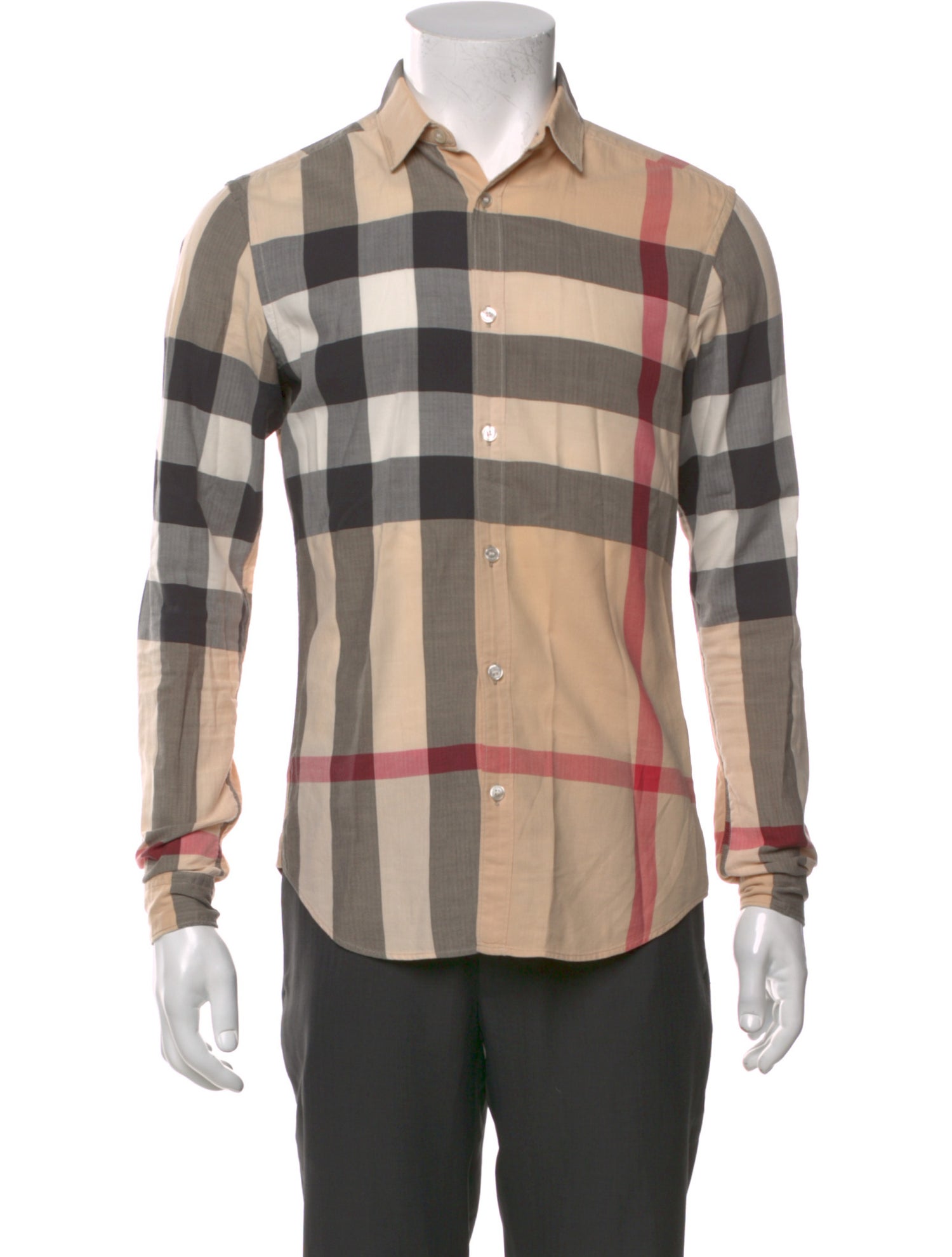 Burberry Brit Plaid Print Long Sleeve Dress Shirt