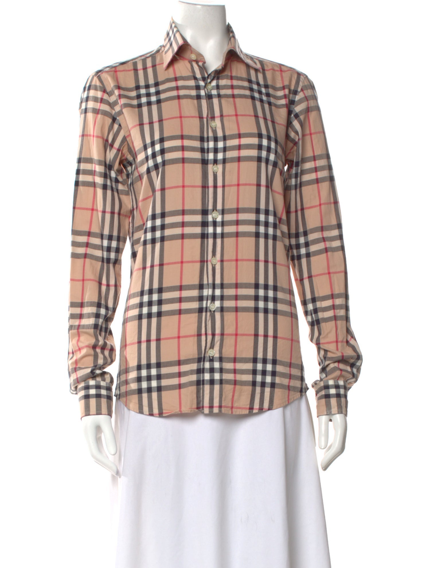 Burberry Brit Plaid Print Long Sleeve Top