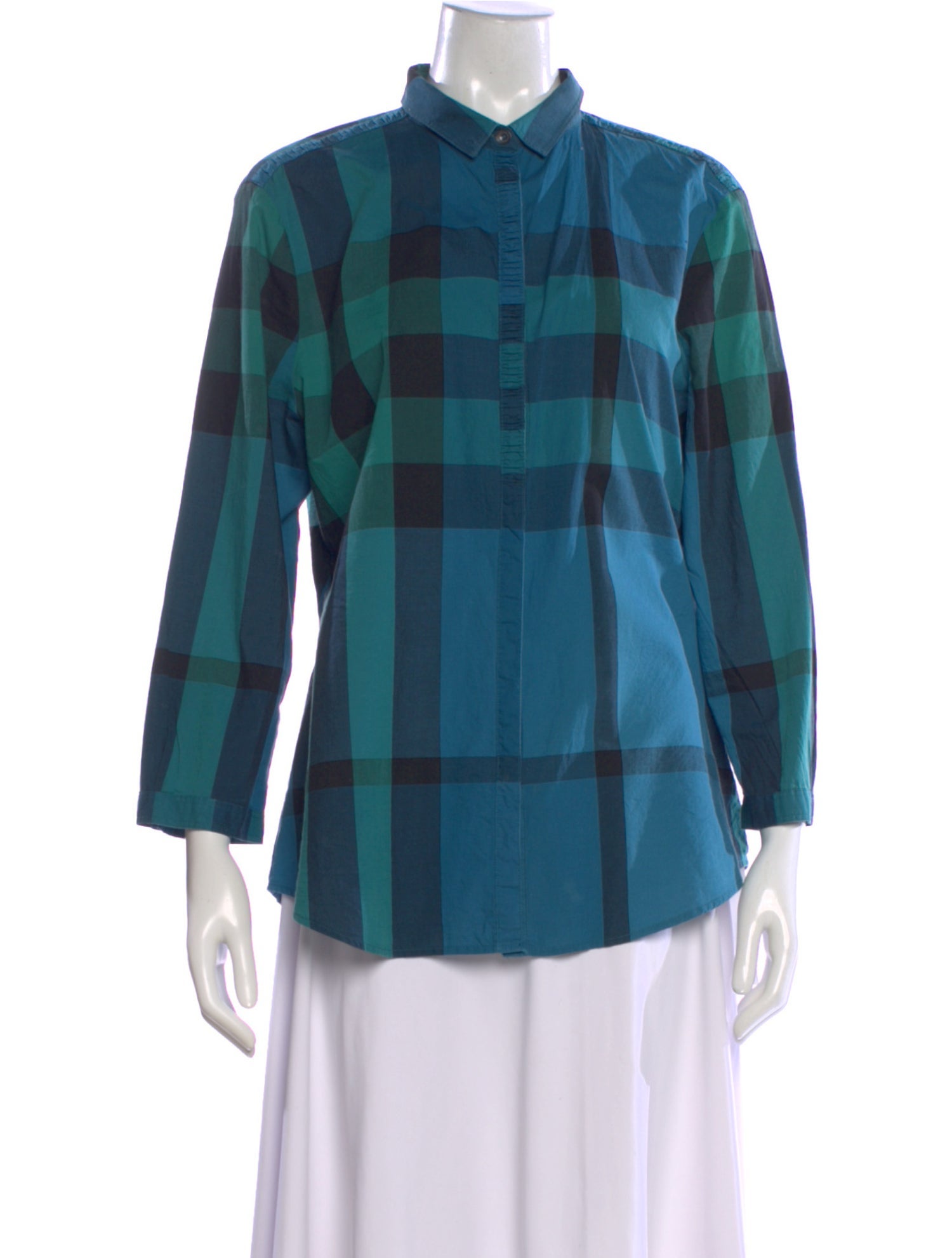 Burberry Brit Plaid Print Long Sleeve Top
